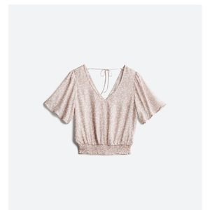 Smocked bottom cropped blouse